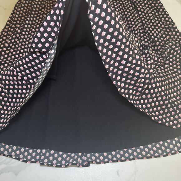 Talbots 100% Rayon Pleated A-Line Midi Skirt Black Pink Ivory Print Womens Sz 10 - Picture 6 of 11